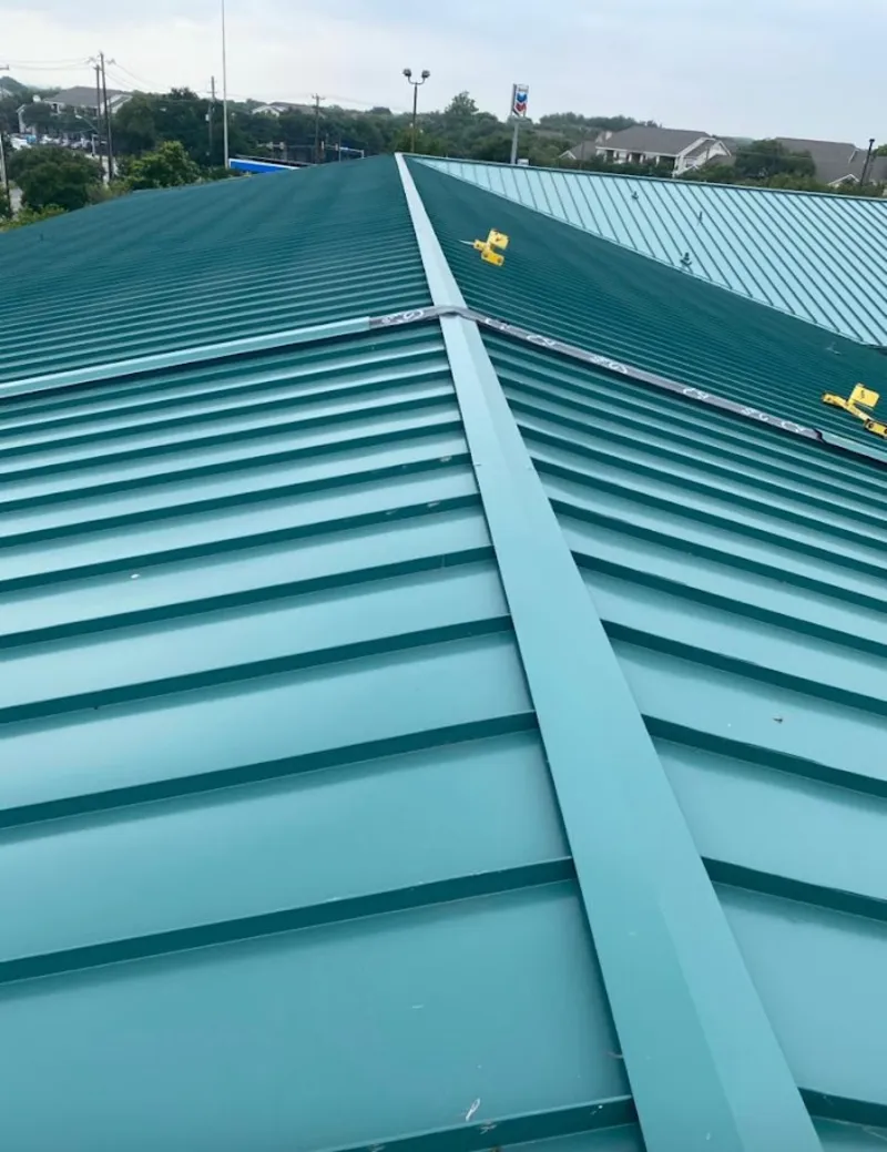 Green commercial metal roof ridge and valley for Metal Roof Repair in Citrus
